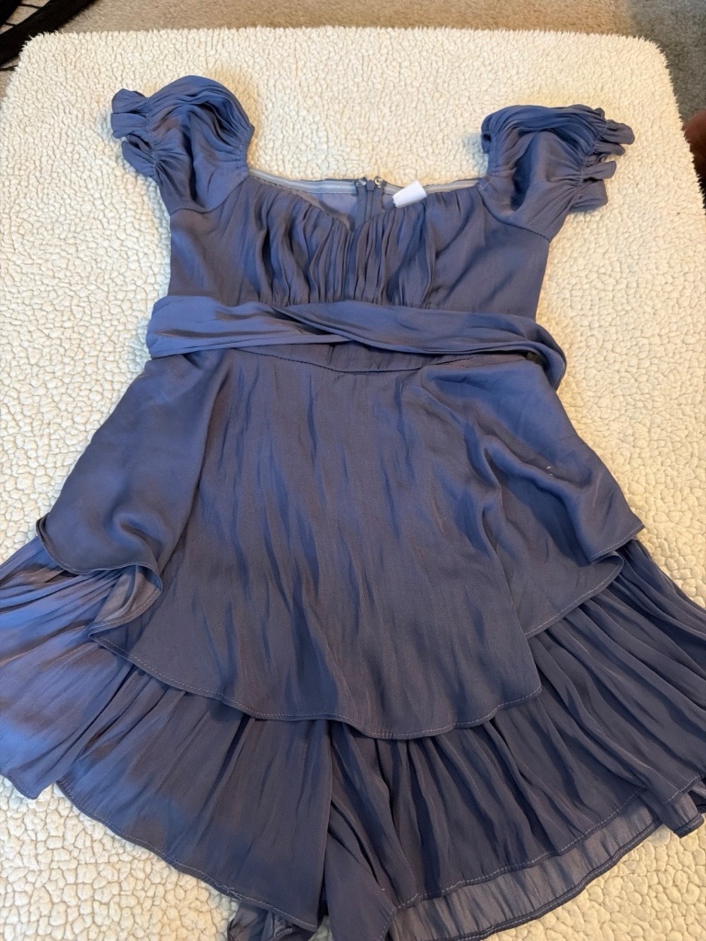 Selfie Leslie Dusty Blue Layered Chiffon Party Dress